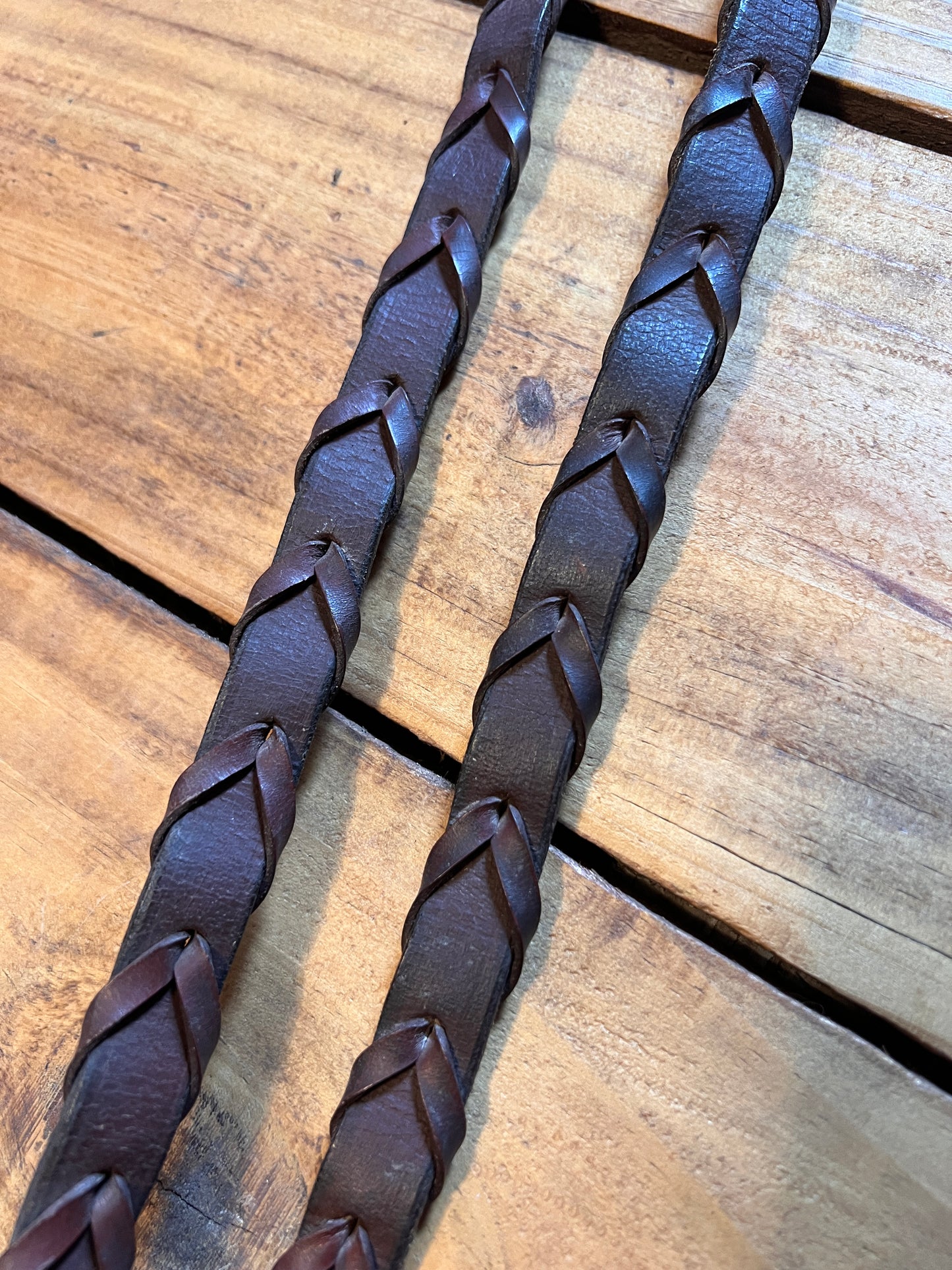 Used Laced English Reins, 57” (114” total length), EUC
