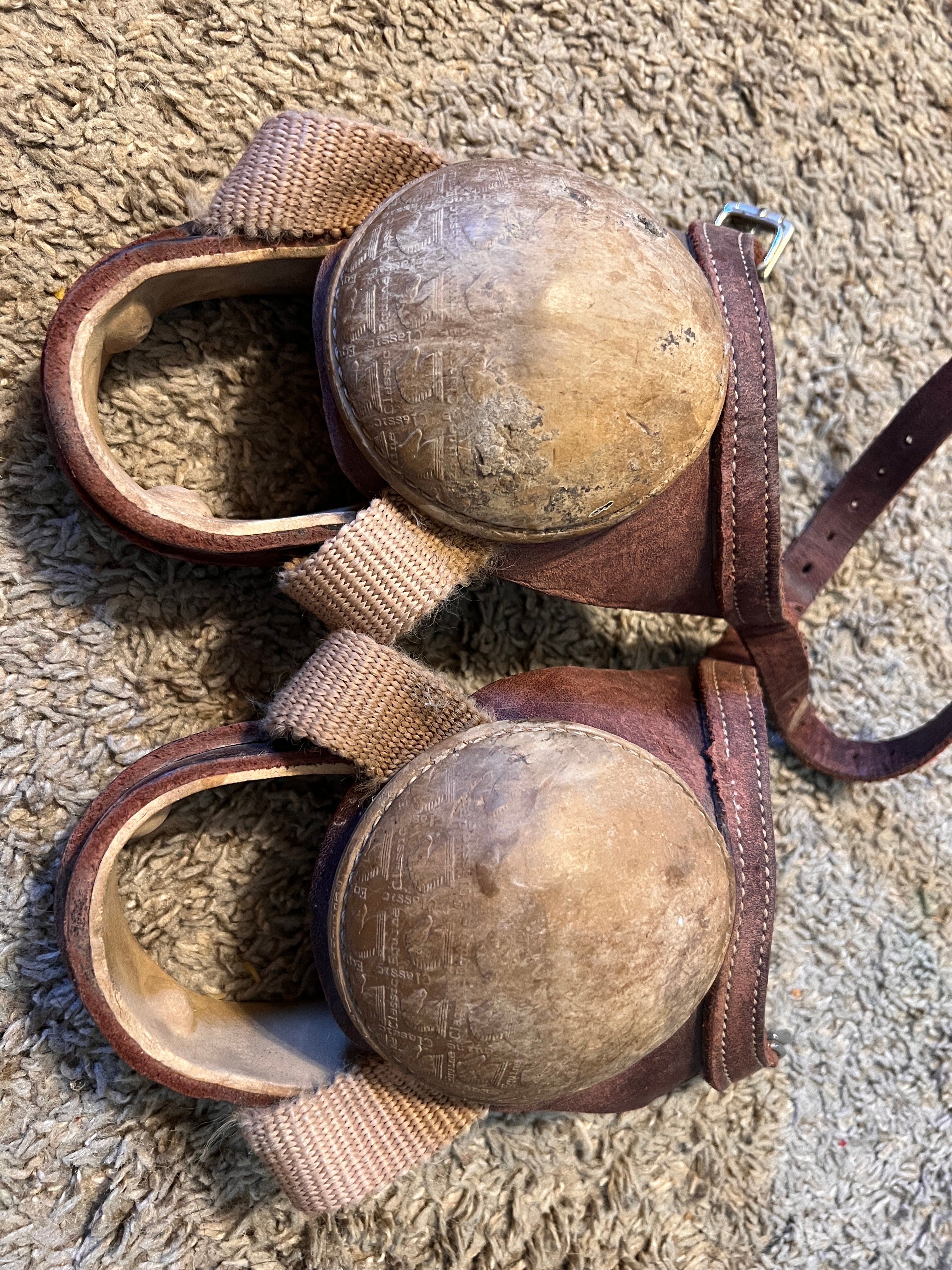 Used Classic Equine Skid Boots, some damage to interior padding