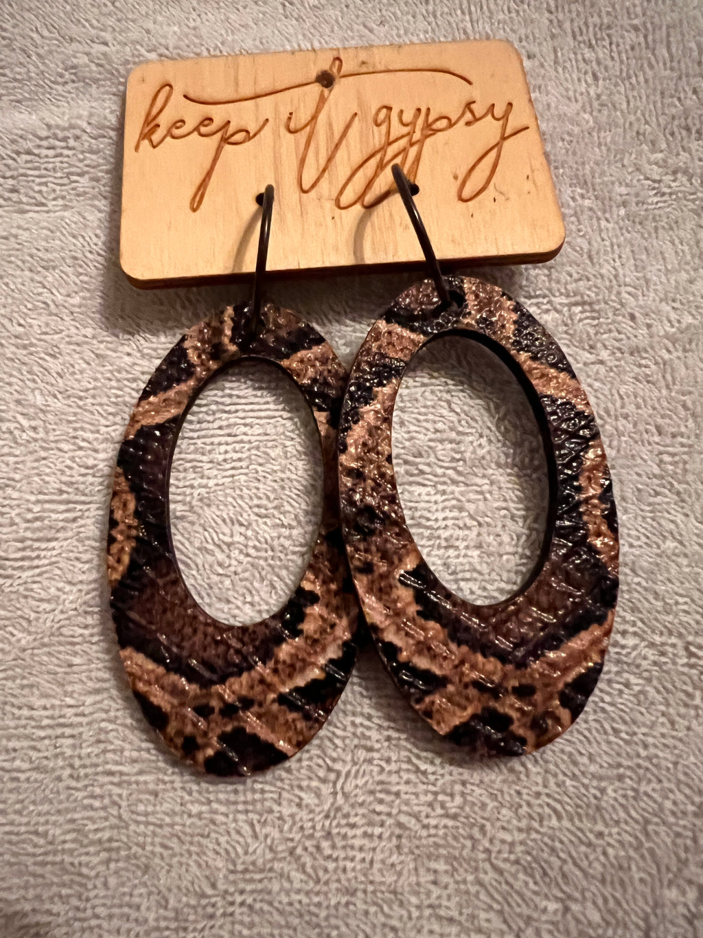 Leather Embossed Snake Print Earrings