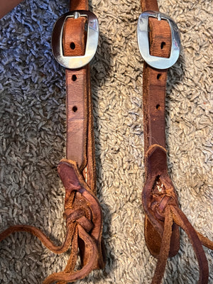 BNWOT Single-Ear Western Headstall, Hermann Oak, Rattlesnake Ends