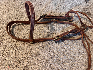 BNWOT Browband Harness Leather Headstall, Hermann Oak with Rattlesnake Ends