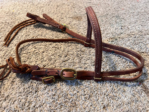 BNWOT Browband Harness Leather Headstall, Hermann Oak with Rattlesnake Ends